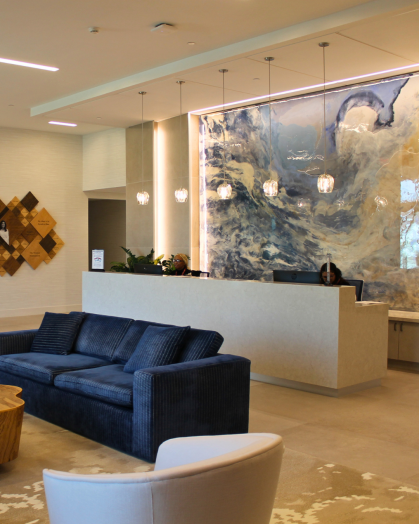 Reception area of the Blau Wellness Center